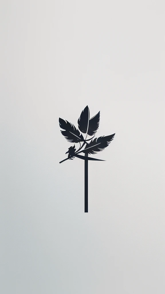 A minimal, modern, simple, cinematic logo design for the brand “Penamemoria". Create a modern, minimalistic, high-quality, logo of a feather-bird