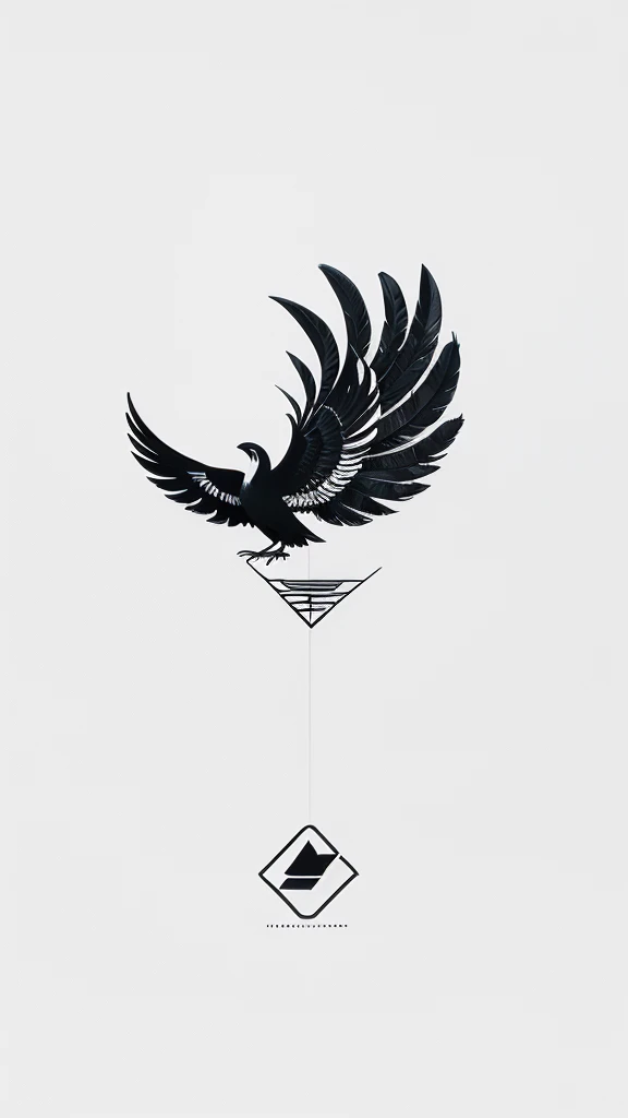A minimal, modern, simple, cinematic logo design for the brand “Penamemoria". Create a modern, minimalistic, high-quality, logo of a feather-bird