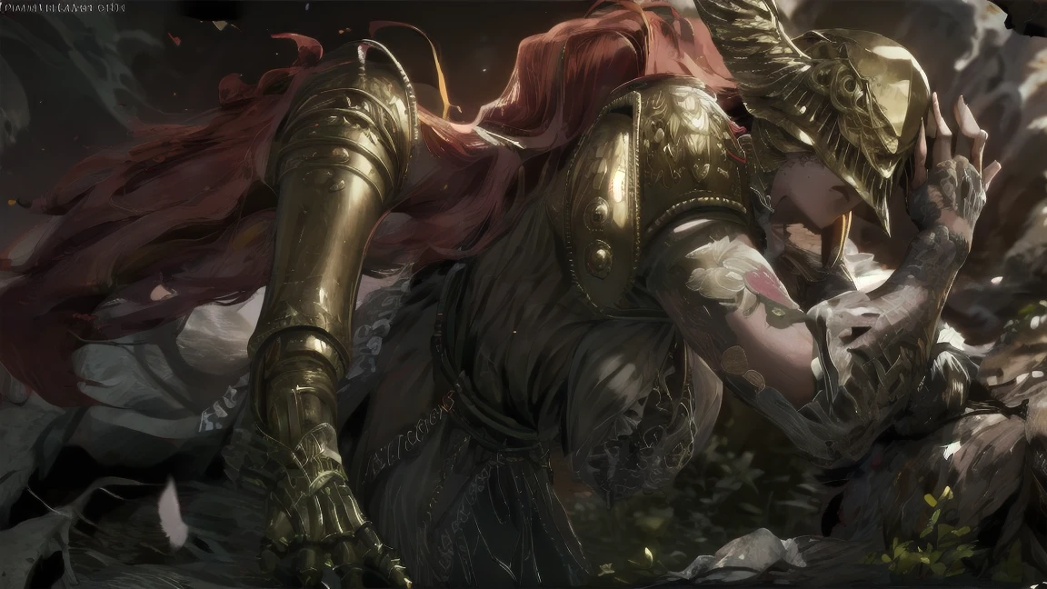 1 girl, ultra sharp image, Portrait of a girl, Gothic style, fantasy, beautiful figure, beautiful, full length (full body 1.1.), big tree in the background, slender legs, buttocks, slender legs, Wasp waist, sexy, fighting pose, fighting stance, only,helmet,light-skinned Женский, One, long curved sword in hand