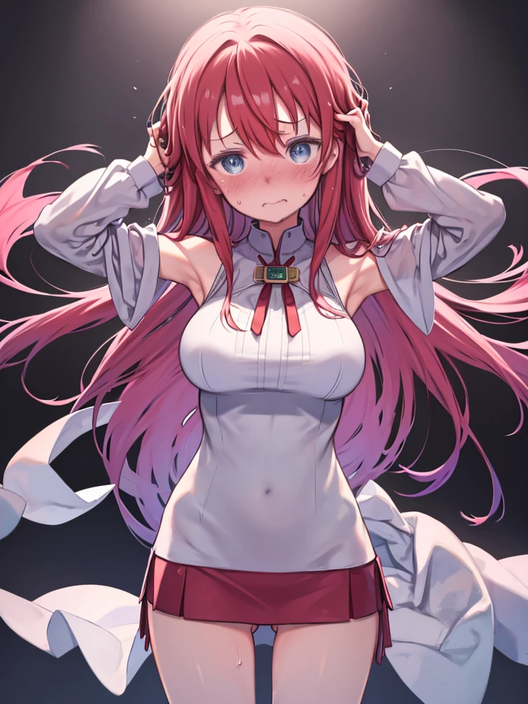 masterpiece, best quality, ultra-detailed, beautiful lighting, 1girl, red hair, red eyes, perfect face, (perfect eyes:1.2), white shirt, calm, closed mouth, smile, breasts, (simple_backround:1.6, white_backround:1.3), pov
<lora:blade-doodle_v2.0:0.7>