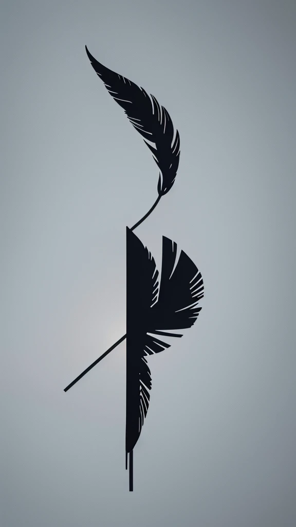 A minimal, modern, simple, cinematic logo design for the brand “Penamemoria". Create a modern, minimalistic, high-quality, logo of a feather-bird