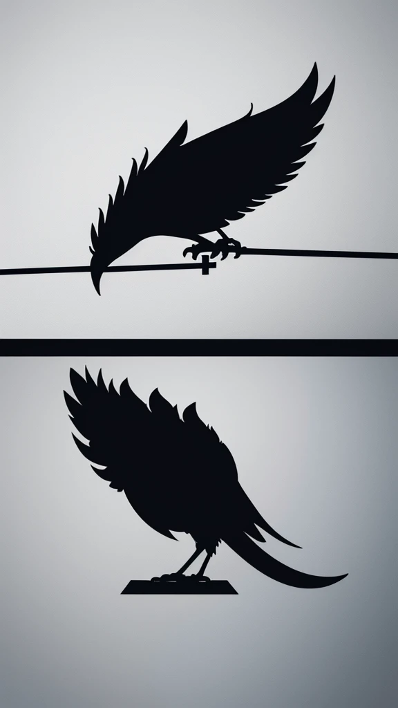 A minimal, modern, simple, cinematic logo design for the brand “Penamemoria". Create a modern, minimalistic, high-quality, logo of a feather-bird
