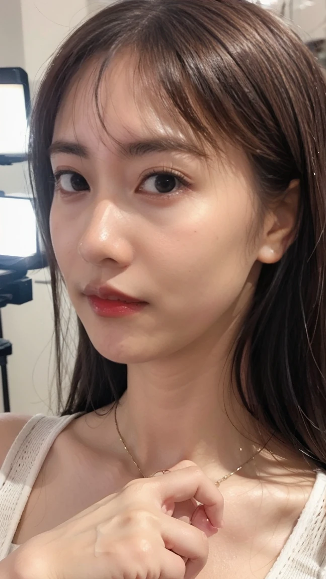 20 year old cute Japan woman, ((Extremely precise and accurate anatomy:1.0)), (photo Realistic:1.4), (hyper Realistic:1.4), (最高品質のRealisticな肌の質感:1.4), (Improvement of quality:1.4), (Enhances the beauty of skin texture:1.1), clean and glowing skin, mesh, thin:1.2, (Realistic:1.3), Realisticなライティング, (Smoother lighting:1.05), (Improving the quality of cinema lighting:0.9), Backlight, A gentle light that illuminates the face, Ray Tracing, (Bright light:1.2), 32k, One Japanese woman, fine grain, Detailed face, (Film Grain:1.1), (Natural smile:0), (Accentuates body lines:1.1), High resolution, Natural look, Kind eyes, Enhances hair texture, Delicate light and shadow, Clear skin, Graceful Pose, Beautiful Eyes, Sharp details, Soft light reflection, Beautiful contours, Delicate skin tone, Fine hair texture, Natural background, Natural poses in everyday situations, Lora Style