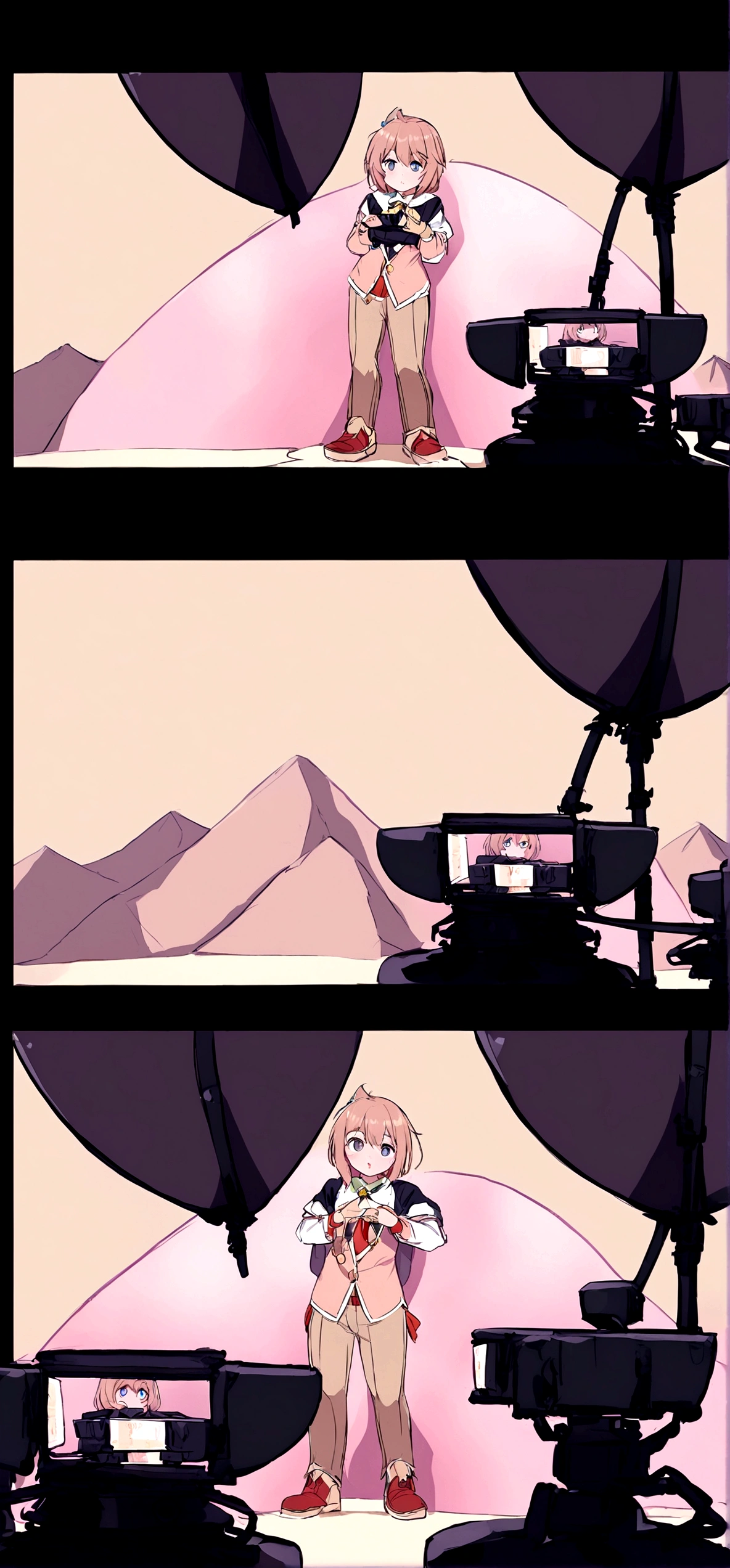 Believe me an image of a female furro with characteristics of a human girl on a background of mountains 