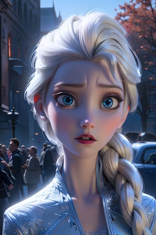 Realistic, realism, photorealism, photo-Realistic, High Contrast, (photoRealistic:1.4), 8k high definition detailed Realistic, (Highest quality, masterpiece:1.2), Browsing Caution,  Photon Mapping, Radio City, Physically Based Rendering, Highest quality, Very detailed,One girl, Felsa, Gray Hair, blue eyes, Single Blade, Hair that falls over the shoulders, whole body, Blue clothes, snow, Blue Theme,