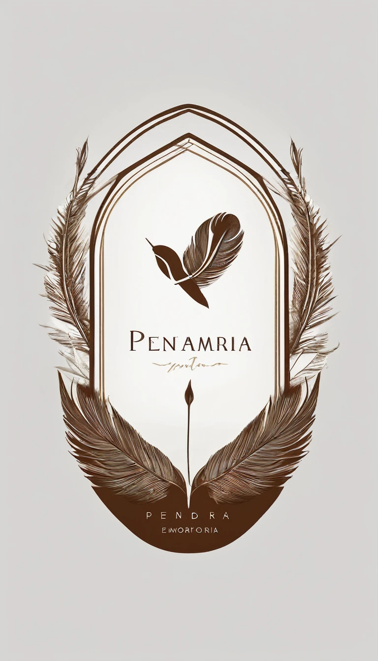 Create a minimal, modern, simple, inspirational, memorable, dream like logo design of a boy and a feather for the brand “Penamemoria".