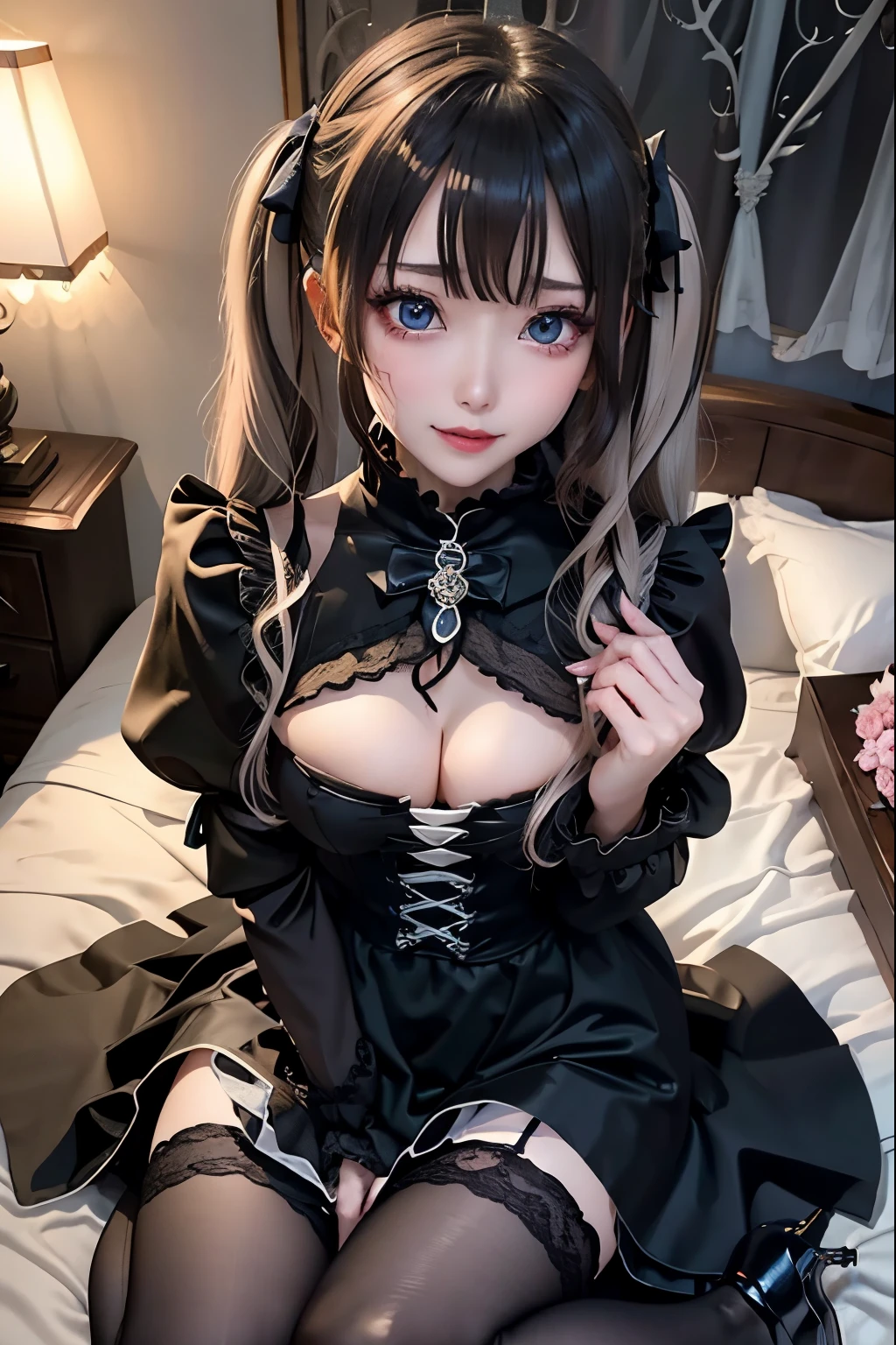 ハードなDark Gothicメイク、Black dark eyeshadow、sad、Good skin radiance、Dark Gothicメイク、Dark smile、palace、The beauty of fragrance、24-years-old、Expression of intense sexual pleasure、Embarrassed look、Dark Gothic、Highest quality、Expression of sexual pleasure without pain、Drunk face、Purple maid outfit、Mysterious、Noble、sexy、Loving smile、Twin tail hair、Right blue eye、Left eye is red、Super tempting pose、Platform Heel Shoes、Heavy makeup、Gothic ta clothes、Silver Hair、Long Hair Straight Hair、Cute Gothic Loliress、Beautiful Face、elegant features、Attractive face、Stained glassを背景に、Chest glistening with sweat、The room is dark、goth long dress、Bell Sleeves、Wizard Sleeve、Decadent look、Sexually excited expression、Glossy thighs wet with water、Thighs that are wet and shiny with oil、Background of a room full of roses、sad表情、Rose Maiden、The embroidery is pink、The dress has pink embroidery.、Thigh-high socks、Knee-high socks、Gentle expression、Dark black eyeshadow、Stained glassとバラの背景、thighs are a little thin、Female Duo、Female couple、dark church background、Stained glass、Black metal world、Dark Castle、Dark Room、Slender body、gothic long dress、Victorian dress、Small breasts、Hold the wine in your right hand、Hold the lantern in your left hand、pantyhose、The bed is covered with roses、Her thighs are shining with sweat、My body is wet and shiny、Lots of glitter on the thighs、sweating、私の太ももはsweatingでベタベタしている、Sweat glistening on my thighs、The whole body is sweaty and shiny、I sweated a lot.、My thighs are sweaty、Wet thighy thighs are shining with sweat、A lot of sweat glistening all over the body、Slender body、Put your head on the pillow、Sleeping on a bed、Beautiful legs、Stretching legs、Lie down in bed、Lie on your back in bed、