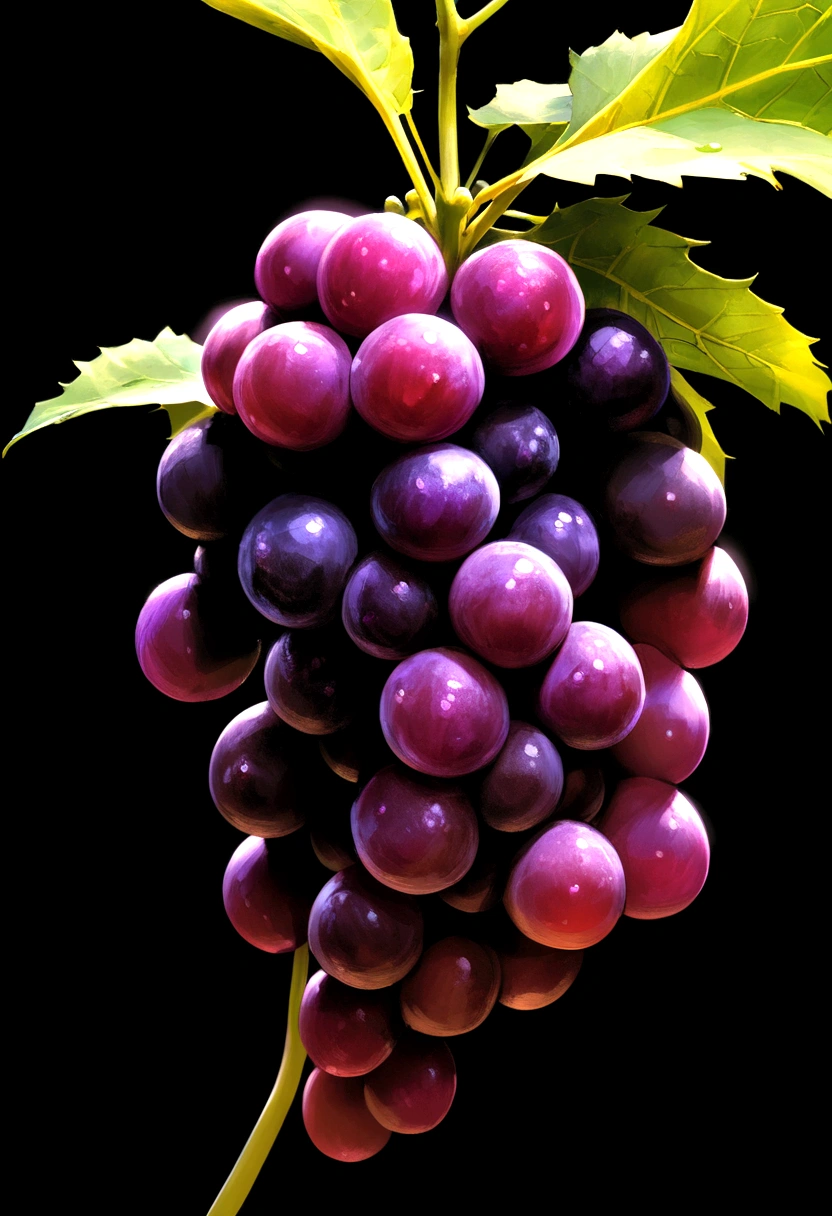 realistic grape, black background