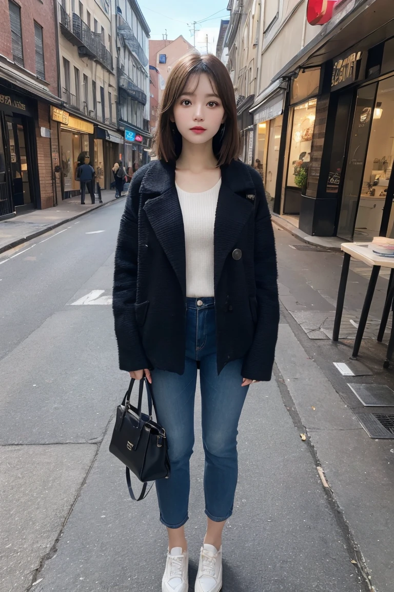 trip ,woman, take a picture、looking at the camera,Highest quality, shape, Very detailed, In detail, High resolution, 8k wallpaper,Full Body Shot