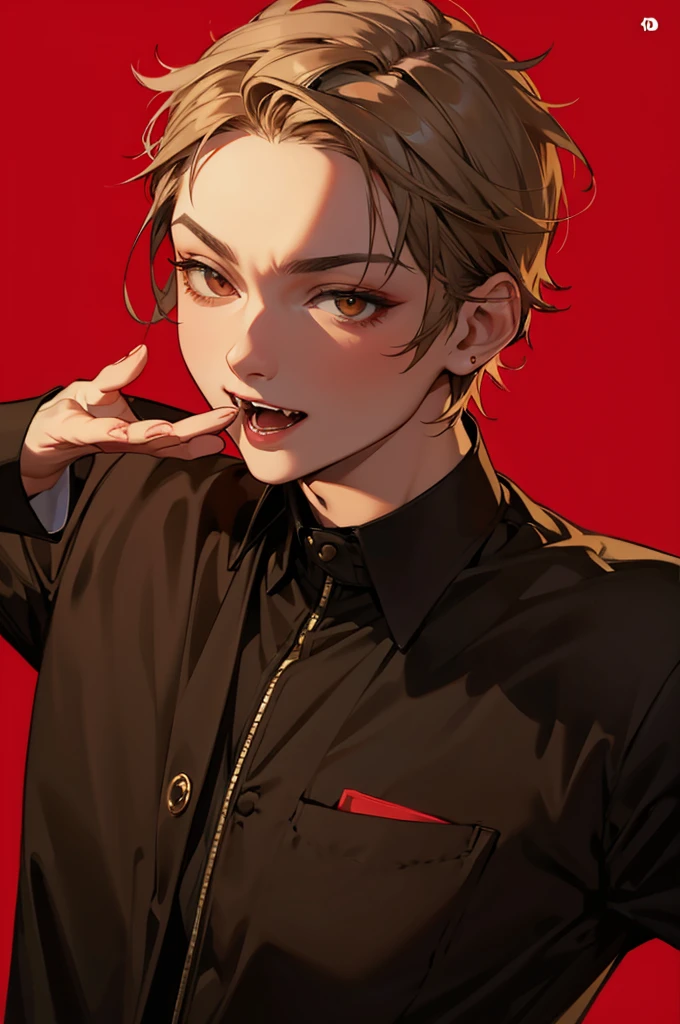 luxury、Short-haired man、Show your fangs