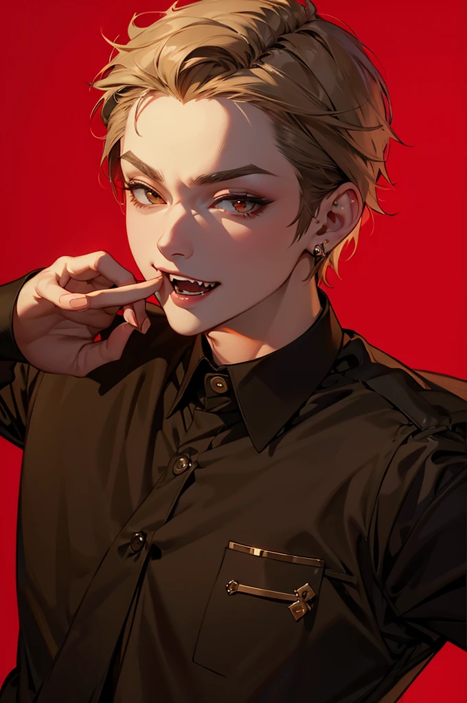 luxury、Short-haired man、Show your fangs