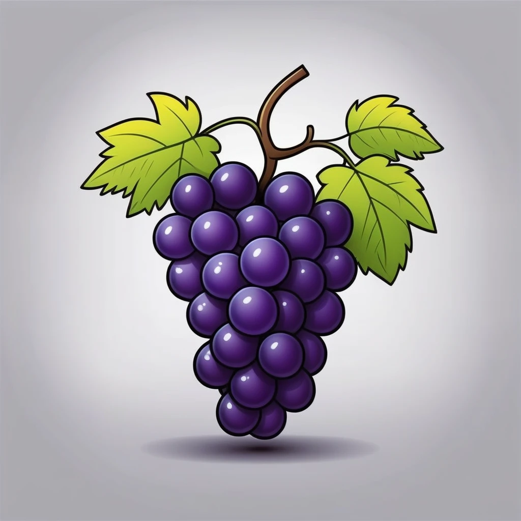 realistic grape, black background, cartoon style, game props