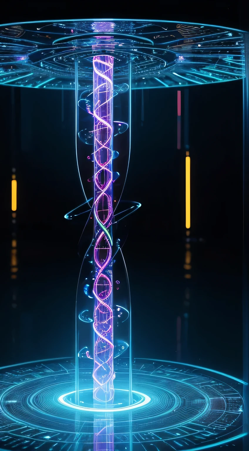 (best quality,4K,8K,high resolution,masterpiece:1.2),Extremely detailed,(Practical,photoPractical,photo-Practical:1.37),Neon DNA helix,fractal,Luminescence,futuristic,Abstract,Glass texture,shining,Luminescence Lines,Vibrant colors,fluorescent lamp,mind-blowing,complex pattern,Dynamic Movement,Spectrum Light,Refractive reflection,The art of math,surPractical,puzzling,illusion,unique perspective,Translucent layer,A moment when time stands still,A technological miracle,Sci-fi inspired,modern masterpiece.