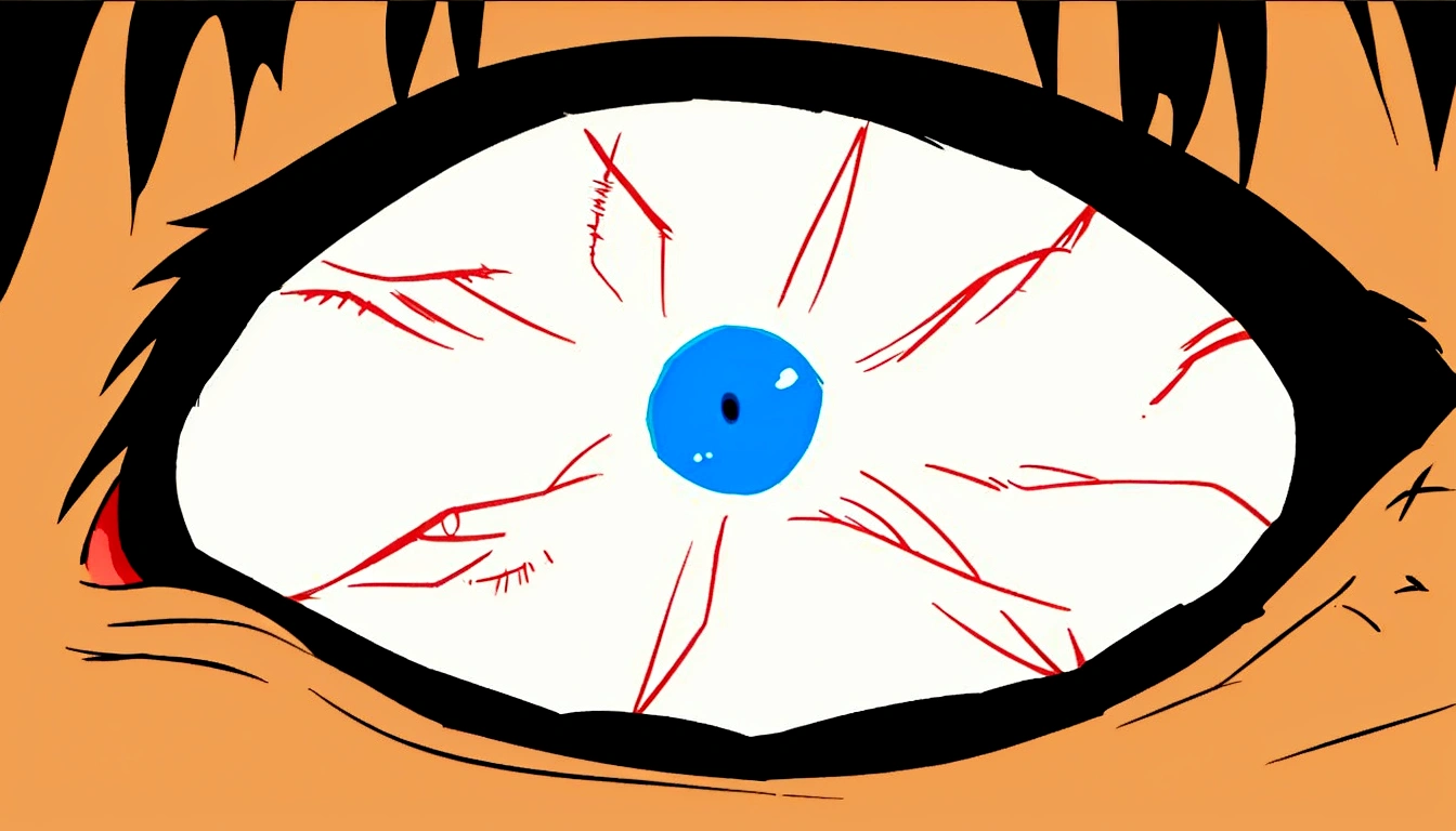 A eye opening with blue pupil 