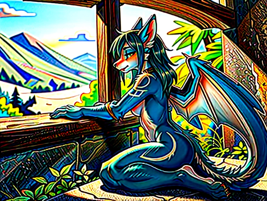 Miku Hatsune, add high definition add_detail:1, blue fur,kitsune ears, tribal tattoo add_detail:1, in a ruins in the jungle, barefoot, tribal costume add_details:1, giant aqua feather wings add_detailsl:1 ,alas hermosas la mejor calidad y detail en las plumas, add blue saturation light_detailsl