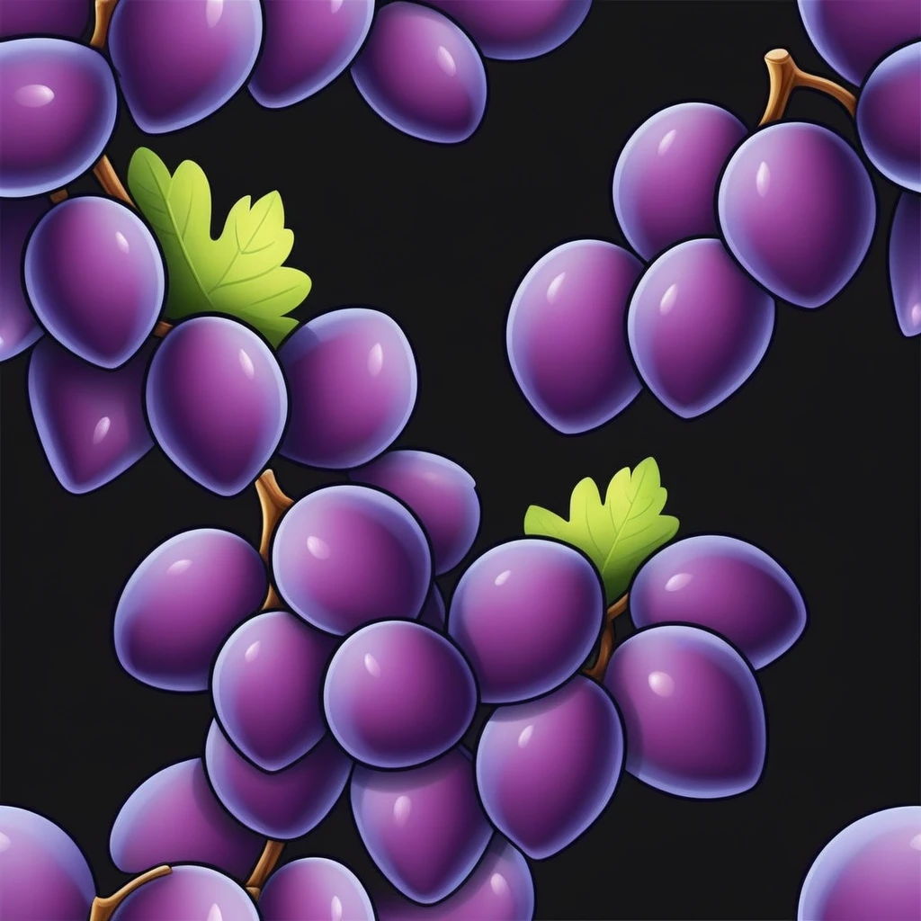 realistic grape, black background, cartoon style, game props