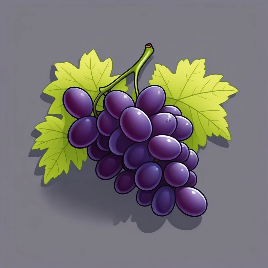 realistic grape, black background, cartoon style, game props