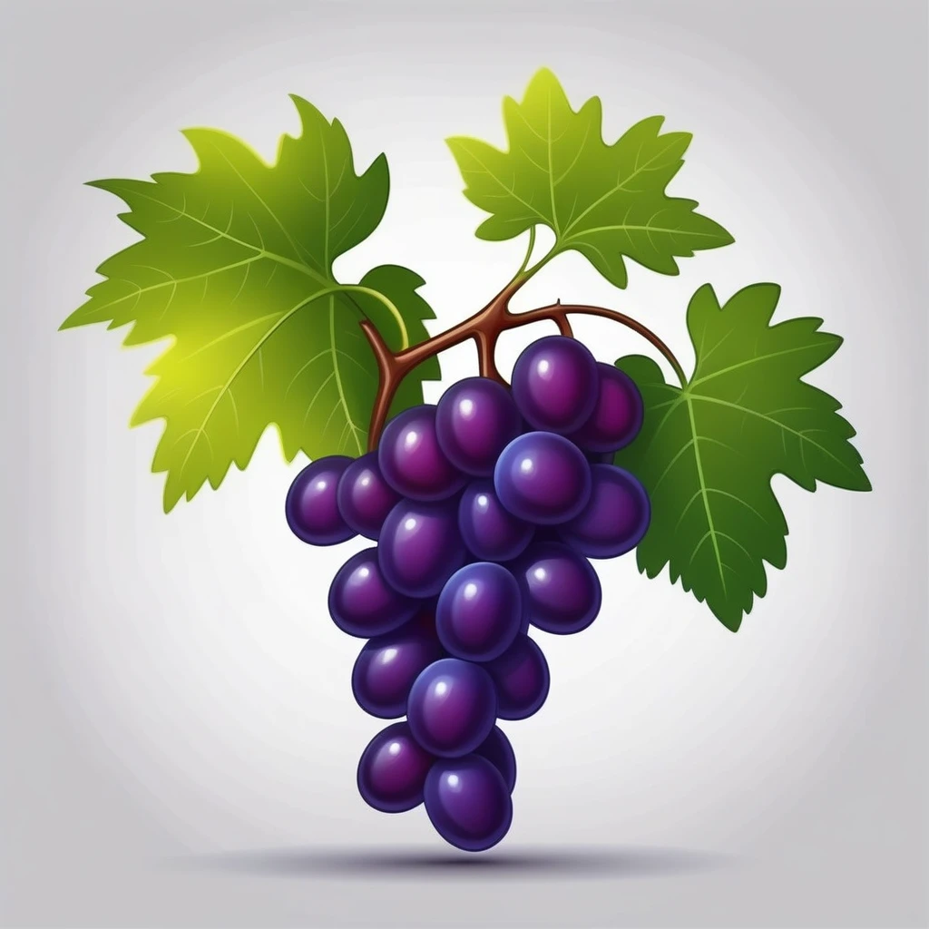 realistic grape, black background, cartoon style, game props