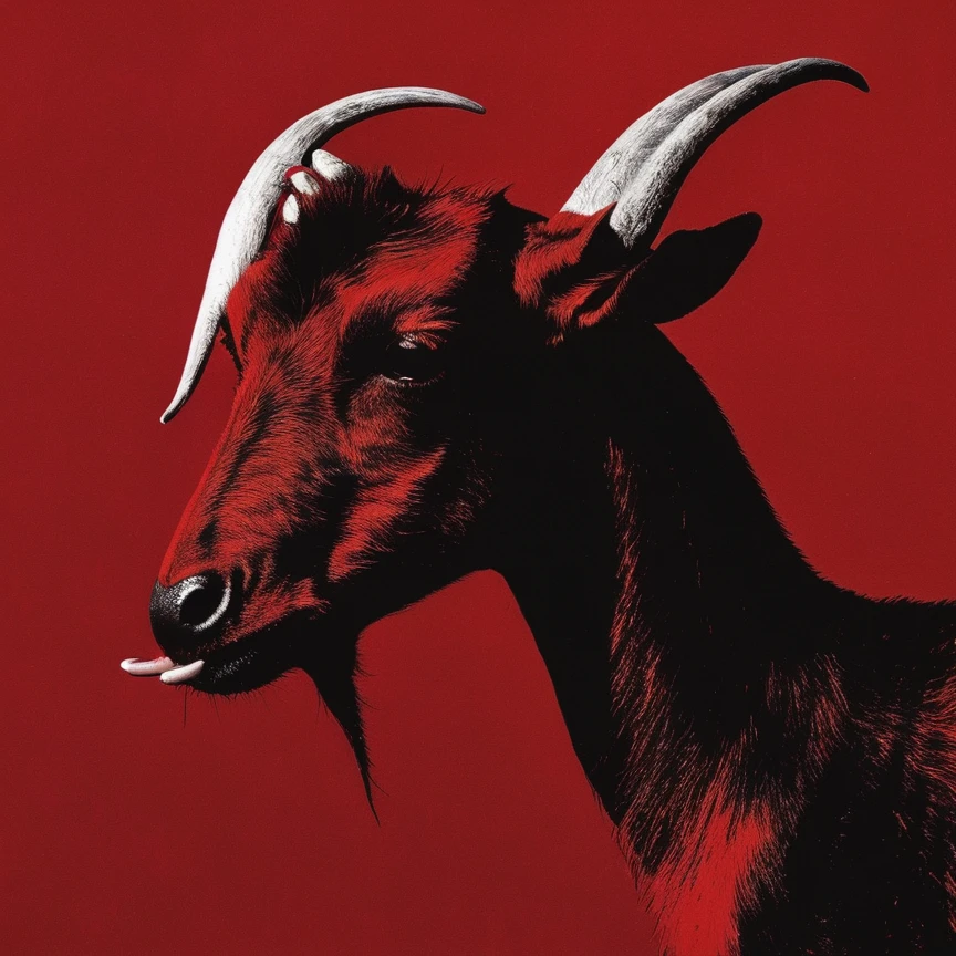goat red background