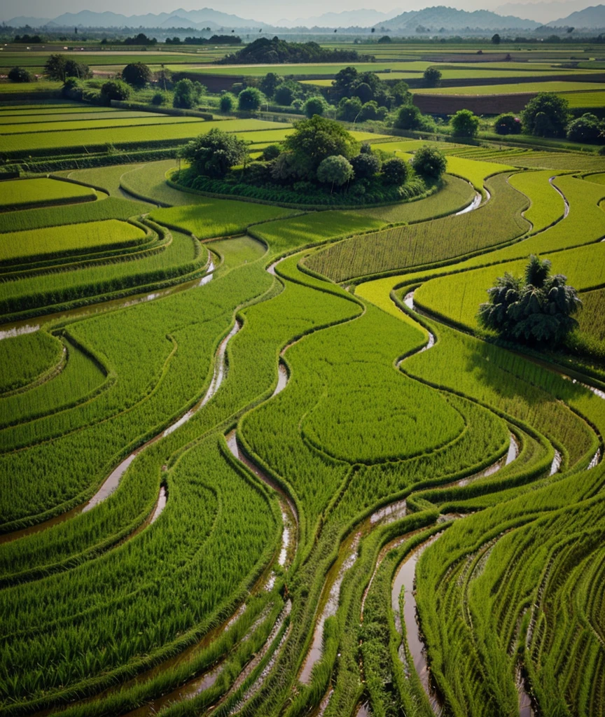 Green rice fields, Thailand