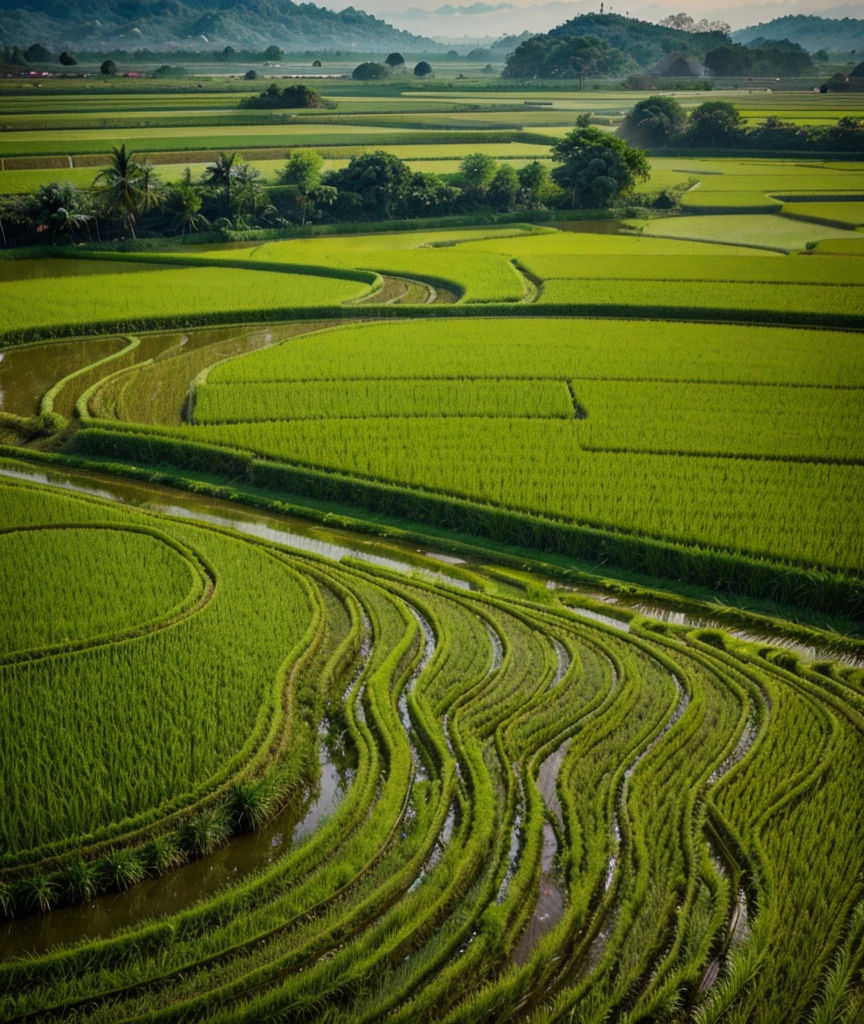 Green rice fields, Thailand