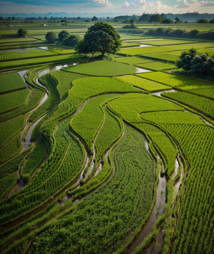 Green rice fields, Thailand
