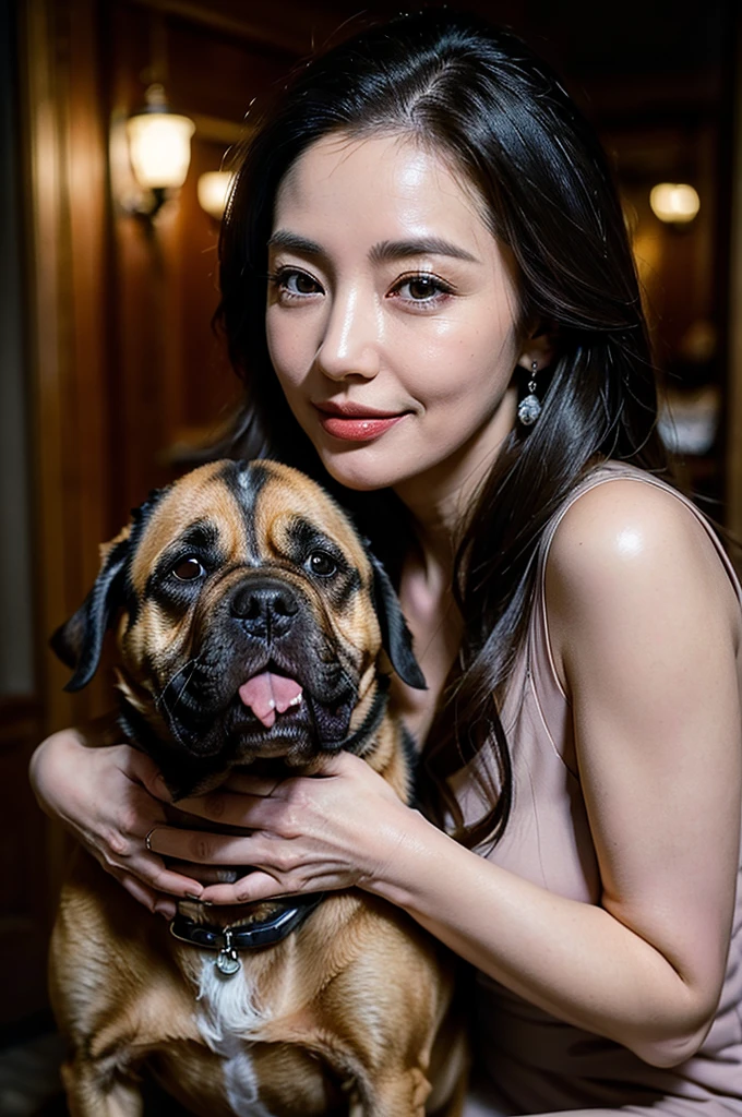 (masterpiece:1.4),((1 woman and 1 dog : 1.5)), (((portrait of  woman and her dog : 1.4))), (dog's big pink penis  dog is standing, (60-year-old woman:1.5), (Facial wrinkles : 1.2), Nasolabial folds, (looking at viewer : 1), (smirking : 1.3), pores, dull skin, skin blemishes, (long beautiful hair), large saggy breasts, ply, (elegant lady), (classy formal dress), detailed backgrounds, (Old Western-style building), (dim atmosphere), gloomy, dark lighting, (dog's tongue), plump thigh, (petting a dog), (focus on dog's affection for woman)
