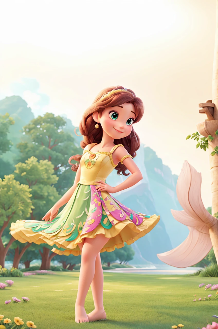 The background is beautiful／Draw in Disney Princess style/Perfect limbs/smile/