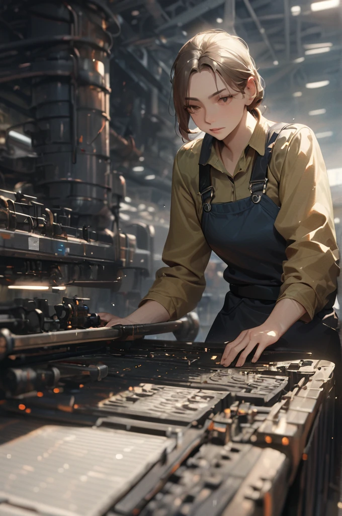 ((Best quality)), ((masterpiece)), (detailed), Russian factory worker