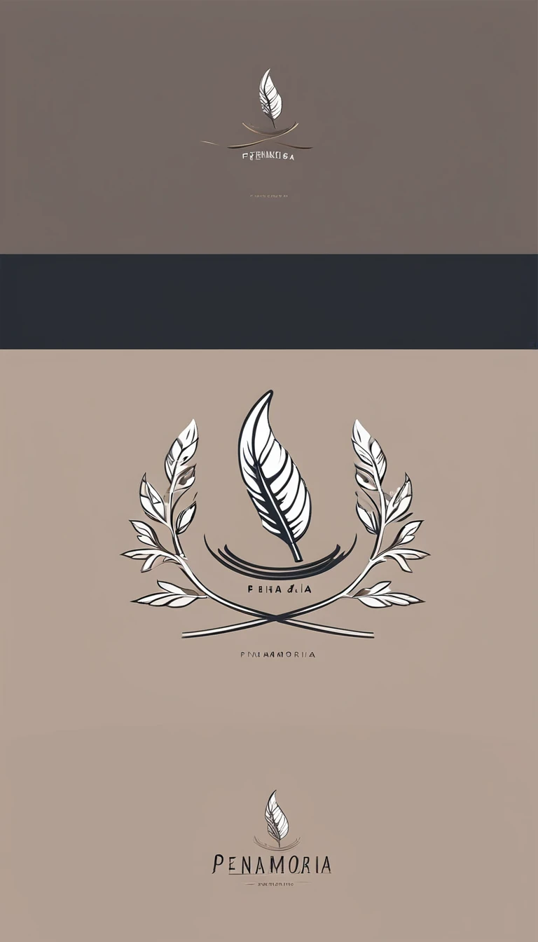 A minimal, modern, simple, cinematic logo design for the brand “Penamemoria". Create a modern, minimalistic, high-quality, icon of a boy feather