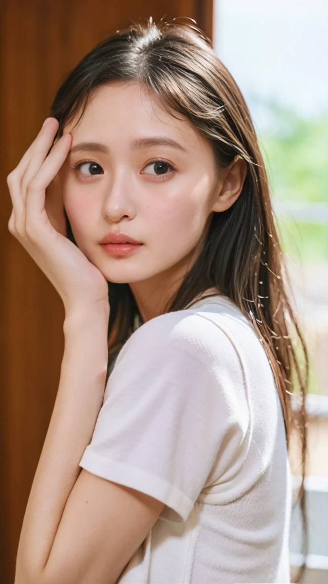 Memory correction:255, Everything modern:1.66, Cute Japanese Women Photos, smile, 20-year-old, Oil and hair balm for one-length straight hair:1.55, (photo Realistic:1.4), (hyper Realistic:1.4), (Realistic:1.3), (Smoother lighting:1.05), (Improving the quality of cinema lighting:0.9), 32K, 1 person,20-year-oldの, Realistic lighting, Backlight, The light shines on your face, Ray Tracing, (Bright light:1.2), (Improvement of quality:1.4), (Highest quality Realistic textured skin:1.4), fine grain, Detailed face,(smile:0), (Emphasis on face close-up:1.3), (Enhances the beauty of skin texture:1.1),((Extremely precise and accurate anatomy:1.0)), (Enhances the beauty of skin texture:1.1), Clean and glowing skin, mesh, thin:1.2, (Realistic:1.3), Realisticなライティング, (Smoother lighting:1.05), 32K, One Japanese woman, fine grain, Detailed face, (Film Grain:1.1),(Accentuates body lines:1.1), High resolution, Natural look, Kind eyes, Improves hair quality, Delicate light and shadow, Transparent muscles, Graceful pose, Beautiful Eyes, Sharp details, Soft light reflection, Beautiful contours, Delicate skin tone, Fine hair texture,Cute Japanese Women Photos,