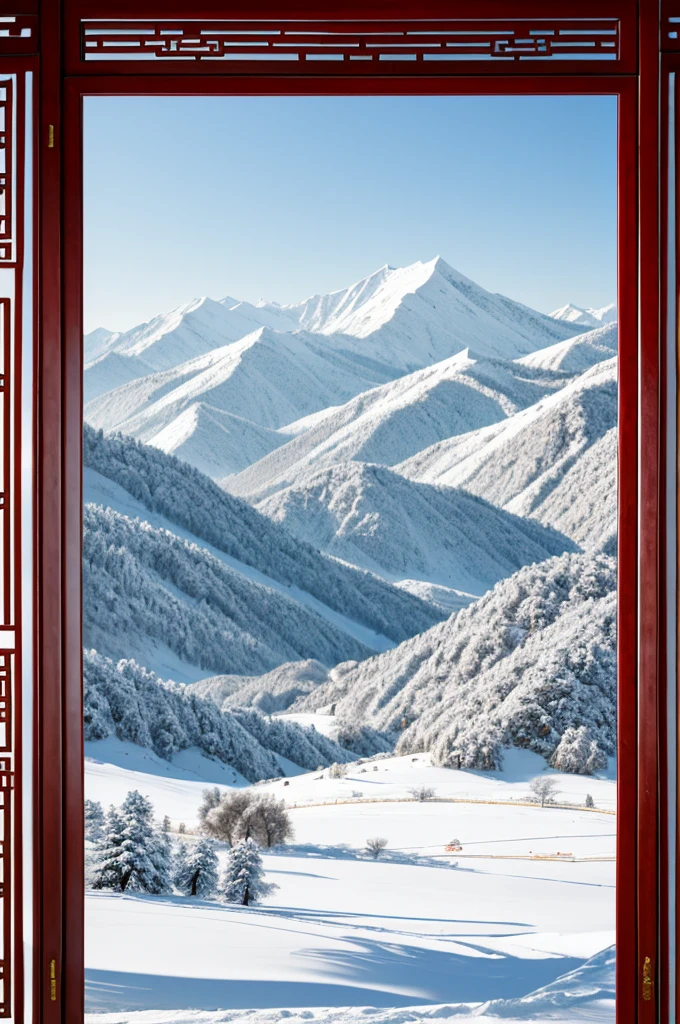 Chinese style,Snow Mountain,Horizontal screen with simple white space
