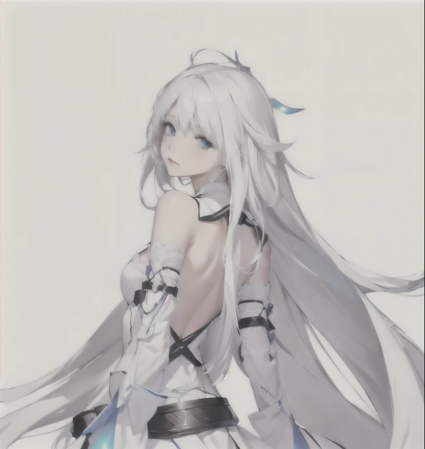 anime girl 有着长长的White hair and blue eyes in a white dress, From Arknights, White hair deity, White hair girl, perfect White hair girl, White hair, White hair, Azur Lane Characters, From the Azur Lane video game, From Girl Front, White hair lady, female anime character, Azur route style, 有着长长的White hair