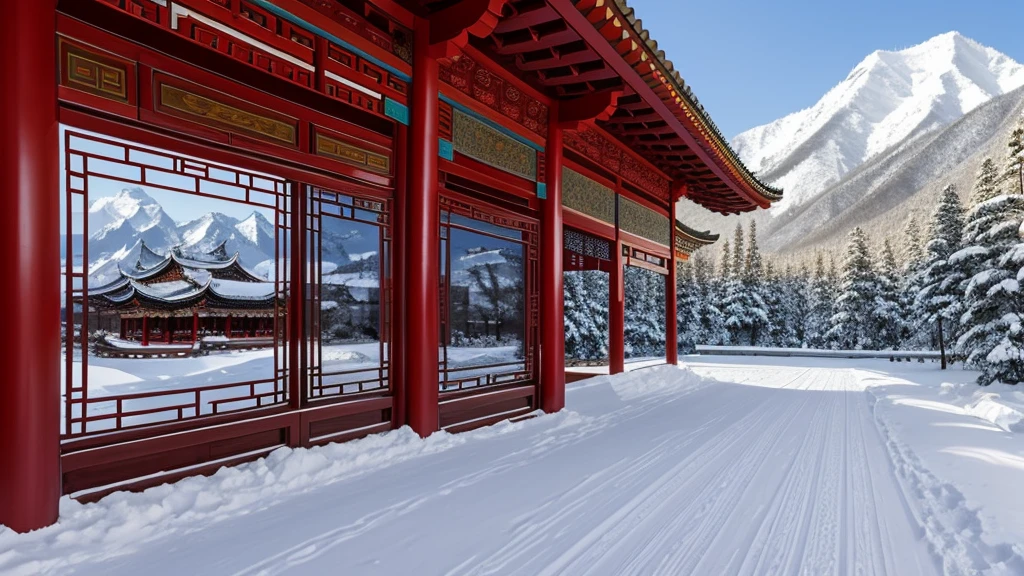 Chinese style,Snow Mountain,Horizontal screen with simple white space