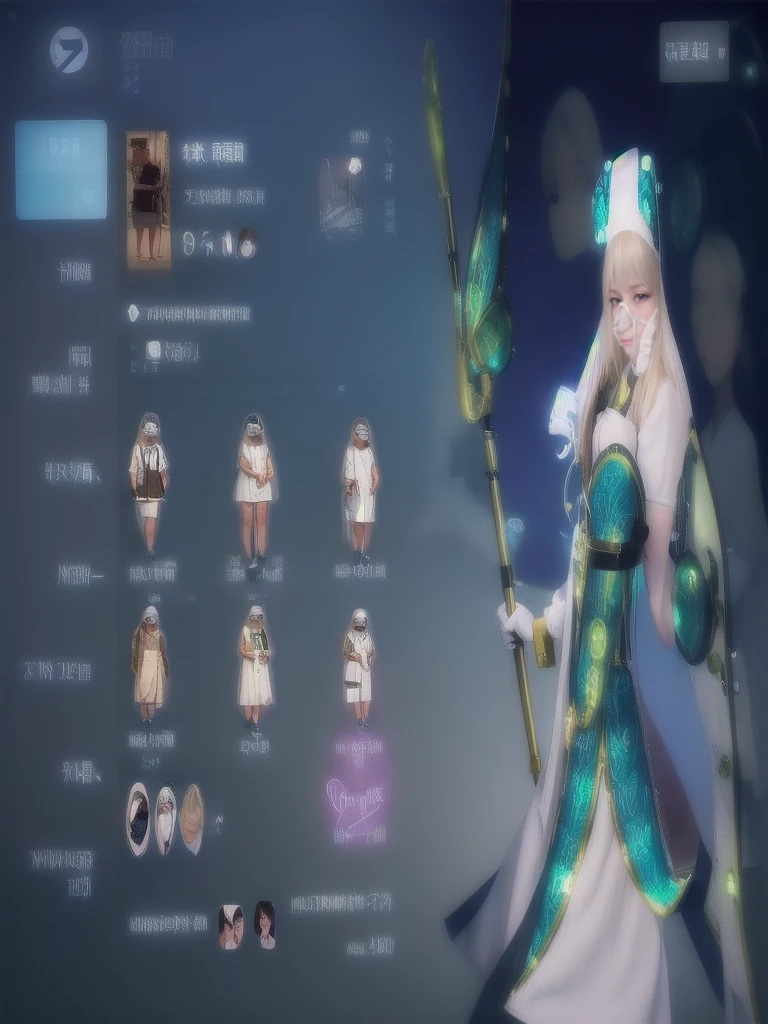 1womanl, Nurse, Nurse Cap, Whiteware, ((White legwear, zettai ryouiki)), White Gloves, Blonde hair, Blue eyes, ((White surgical mask, Cover the nose)), Standing, hospitals, sharp outline, Short sleeves, a matural female, 35 year old, Best Quality, masutepiece