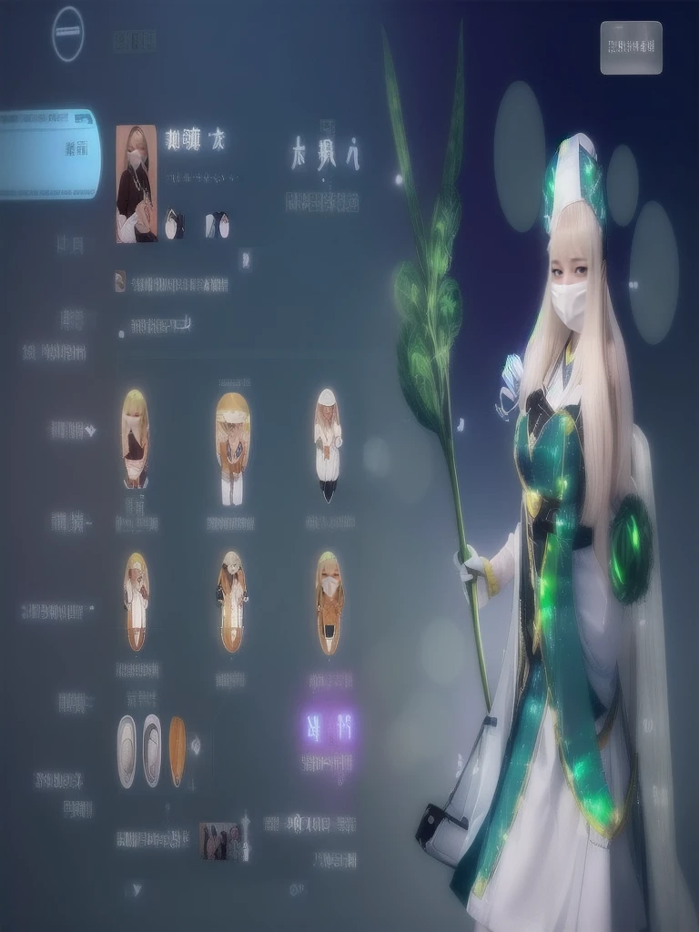 1womanl, Nurse, Nurse Cap, Whiteware, ((White legwear, zettai ryouiki)), White Gloves, Blonde hair, Blue eyes, ((White surgical mask, Cover the nose)), Standing, hospitals, sharp outline, Short sleeves, a matural female, 35 year old, Best Quality, masutepiece