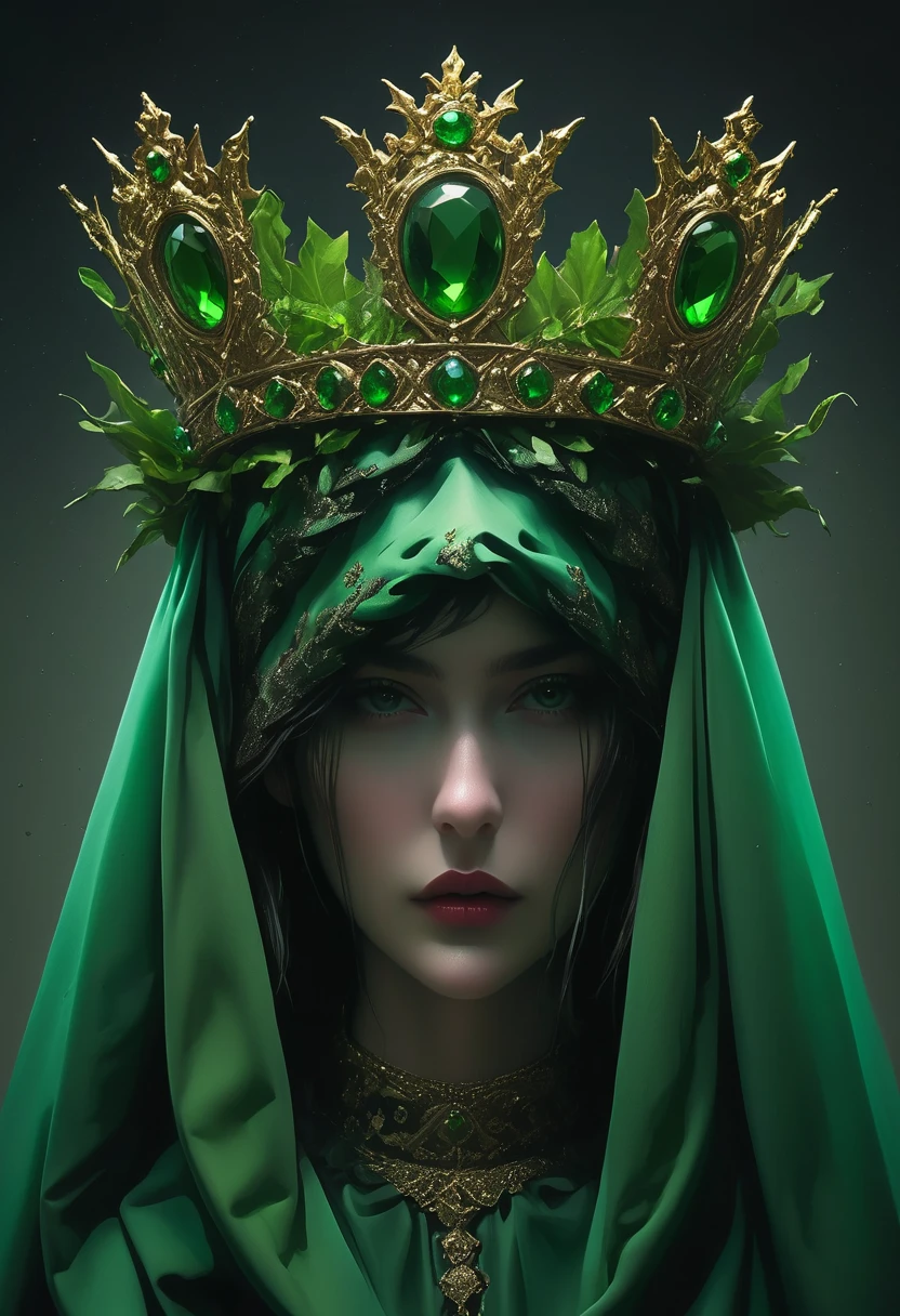 the man in the costume in an ad for topshop carries a green crown, in the style of conceptual sculptures, baroque chiaroscuro, guillem h. pongiluppi, exquisite detail, juliana nan, album covers, blink-and-you-miss-it detail 