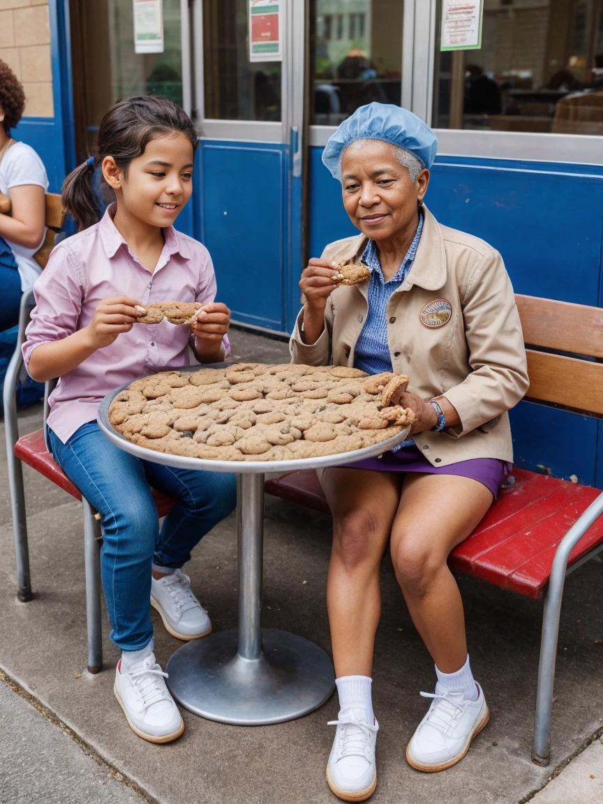People of different ages enjoying cookies on a work break