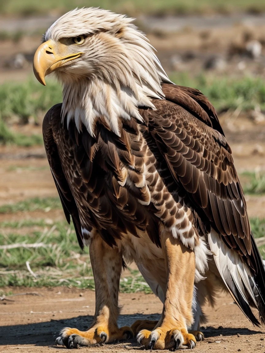 Majestic eagle that has a lion cub in its talons