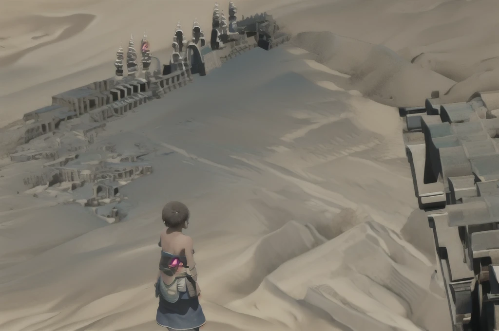 (masterpiece, Highest quality:1.2), 12 Styles, sand漠, City Street, arcade, city, sand