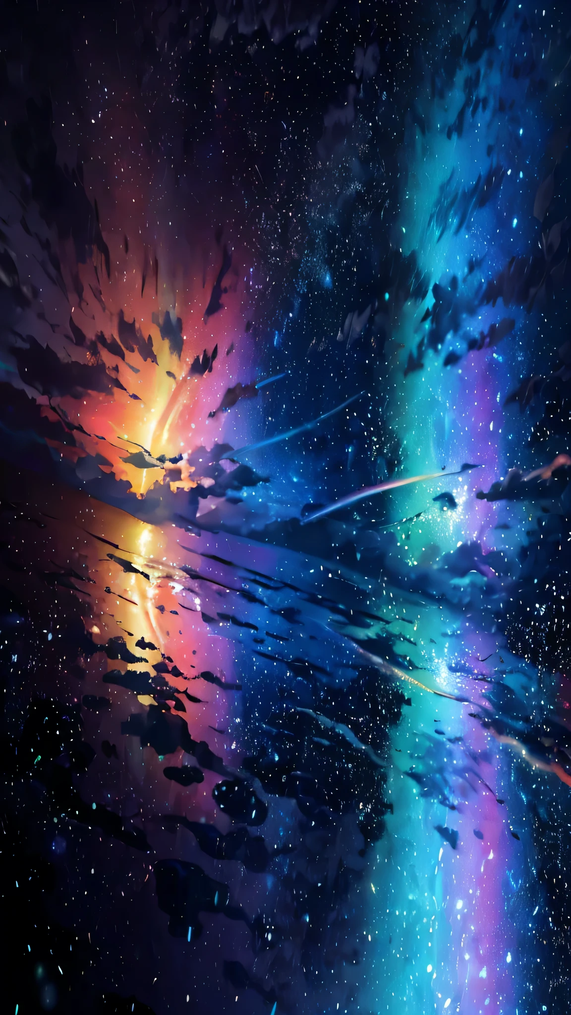 Iridescent sky,Draw clouds and rainbows, So colorful and heavenly, Graceful rainbow clouds, Bright rainbow rain clouds, Rainbow Clouds, Colors of Heaven, About Space Cloudscape, Clear rainbow galaxy rough sea, Rainbow Cloud, Fantasy Rainbow, Rainbow Clouds, 坐About Space Cloudscape, Iridescent sky,The background is the stars in the sky, Heavenly atmosphere