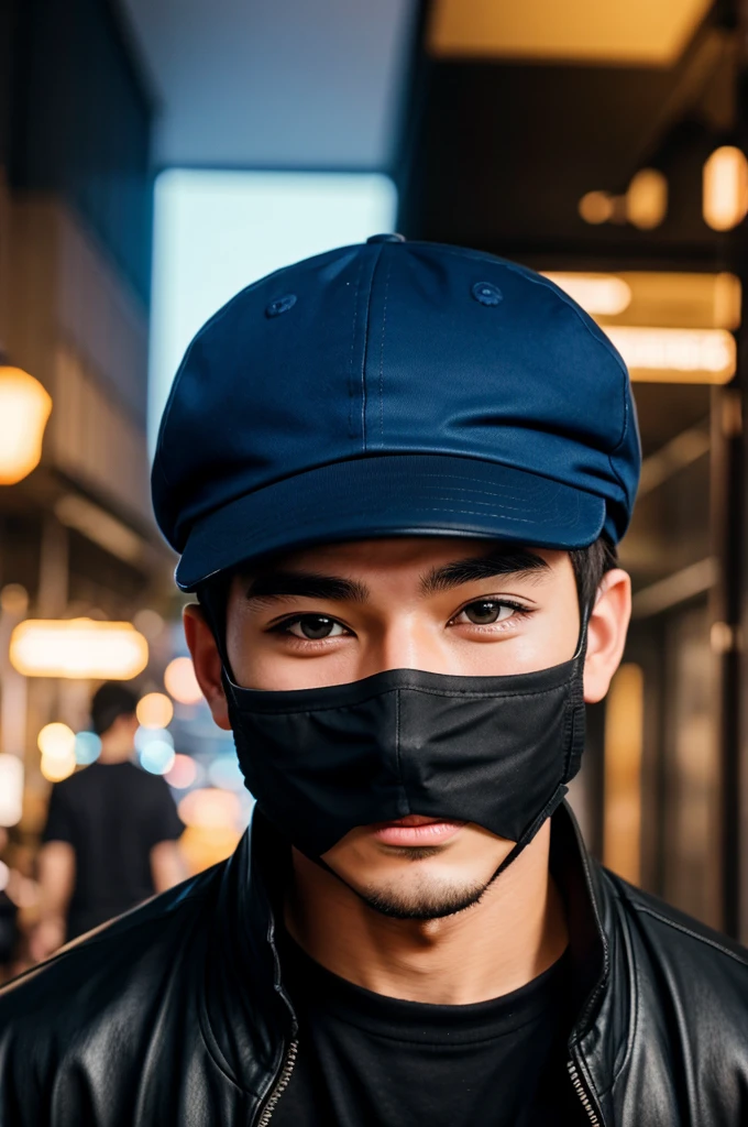 anime boy with mask and cap
