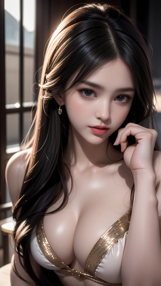 (((seduction, lust))), (((medium full shot))), (best quality, ultra-detailed:1.3), (nice hands, perfect hands), official art, cinematic light, (1girl:1.3), adulthot girl, absurdres, beautiful sexy female, a girl and a dragon. of dazzling beauty stripped girl, pretty face, sexyicon, long dark hair to the waist, young and beautiful, dazzling beauty, glitter, sparkle, an incredible work of hyperrealistic photographic art, tenderness and passion, detailed eye drawing, clear lines, professional photo