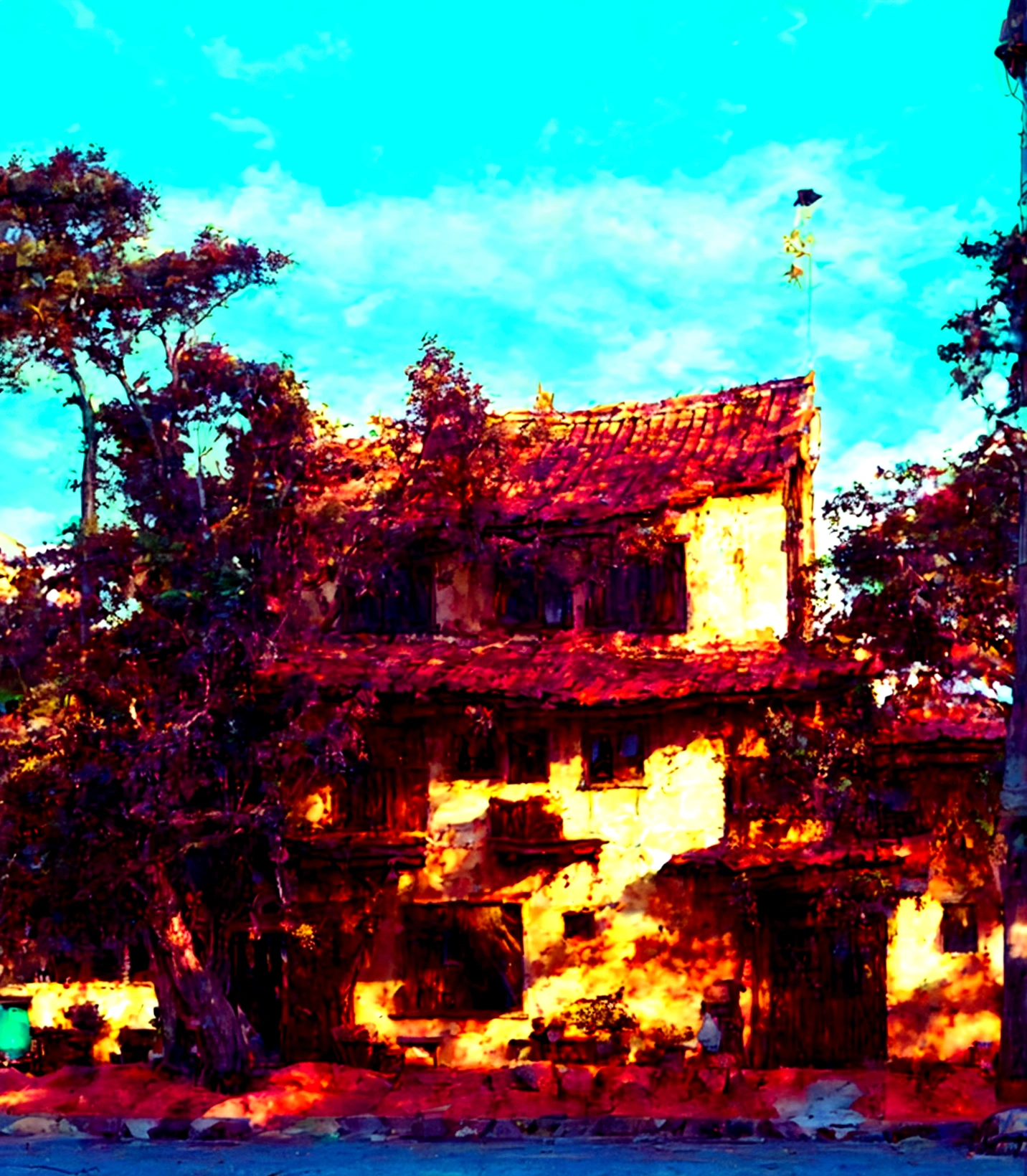 Truly built, keeping the same wood color, the tree looks beautiful, in the light of the afternoon and sunset