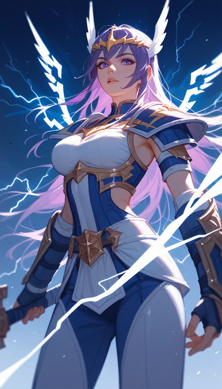 A high elf barbarian with lightning magic