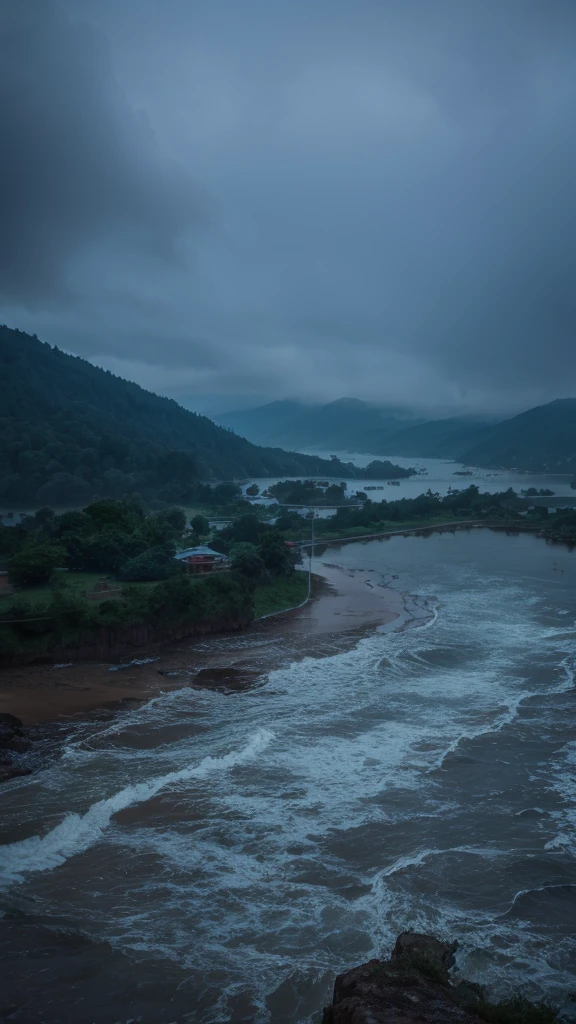 Spectacular view of heavy rain