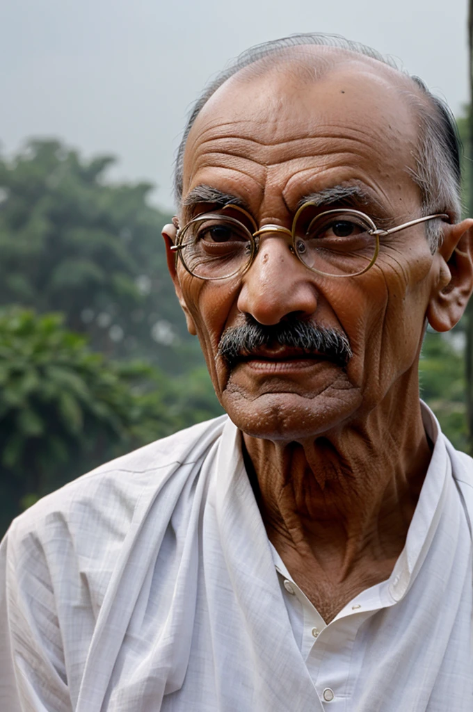 Mahatma Gandhi in rainy season