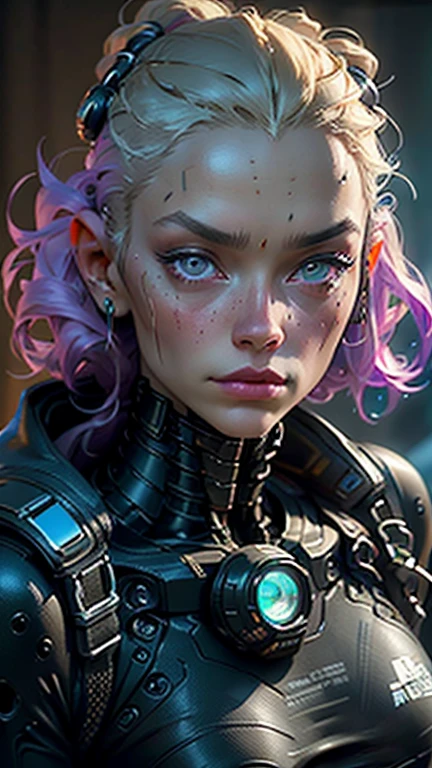 Close-up of a person with a strange face and a strange head, From the 2019 SF8K film, Alien Cyborg movie still, Alien Girl movie still, Unreal Engine : : Rave Makeup, Cyborg Goddess of Space, Love Death + robot, Sci-fi movie stills, Ash Thorpe, VFX Film Close-up  