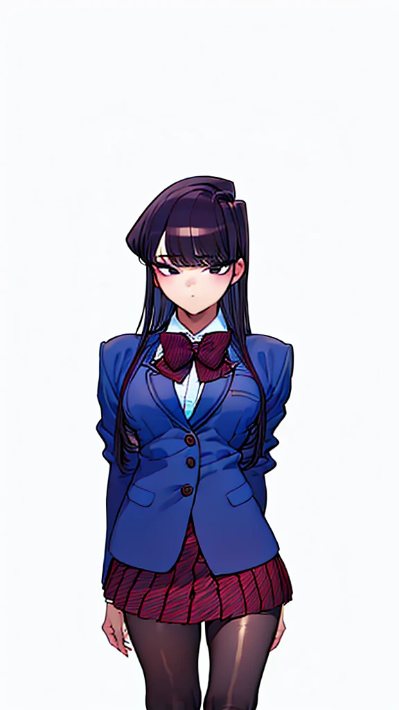 (masterpiece, best quality:1.2),intricate design, (insanely detailed:1.4), (extremely fine details:1.35),masterpiece, best quality, hyper-detailed((masterpiece)), (best quality), (detailed)
ShokoKomidef, purple hair, purple eyes, long hair
, (black pantyhose:1.3),, (school uniform:1.3), red skirt, red bow, (blazer:1.3) (microskirt:1.3)
microskirt