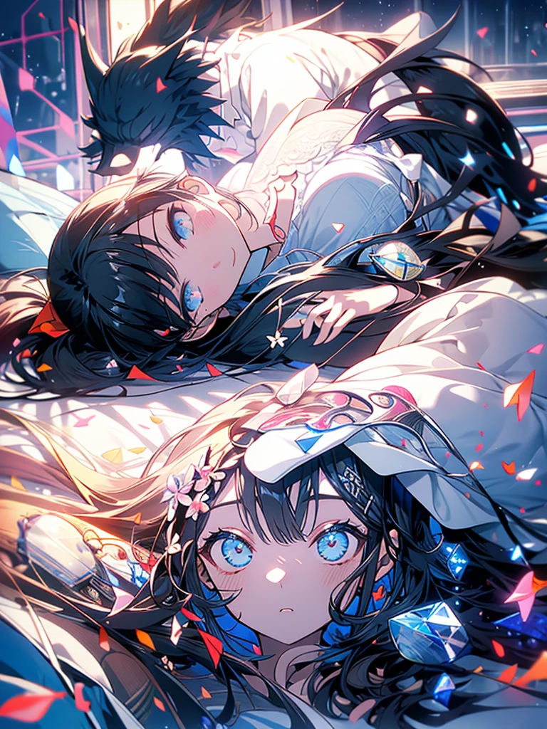 girl、1 person、Long Hair、ponytail、Black Hair、Lying down、Maid、masterpiece、Highest quality
